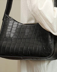 Cute LEATHER Side Bag Camel WOMEN SHOULDER BAG Crocodile Pattern Handbag Purse FOR WOMEN
