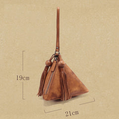 Brown Womens Leather Clutch Wallet Zipper Wristlet Wallet Pyramid Shape Purse for Ladies