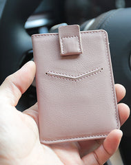 Slim Women Black Vertical Leather Card Wallet Minimalist Card Holder Wallet For Women