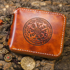 Handmade Leather Mens Chain Biker Wallet Cool Leather Wallet Small Wallets for Men