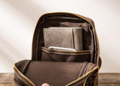 Cool Leather Mens Sling Bag Sling Shoulder Bags Chest Bag for men