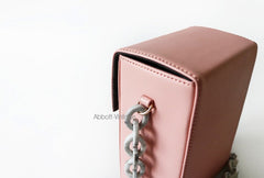 Cute Leather Pink Womens Mini Box Chain Purse Box Shoulder Bag for Women