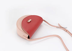 Cute Leather Red Green Womens Mini Saddle Purse Saddle Shoulder Bag for Women