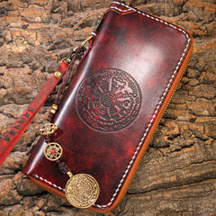 Leather Mens Biker Chain Wallet Leather Cool Biker Wallets Long Chain Wallet for Men