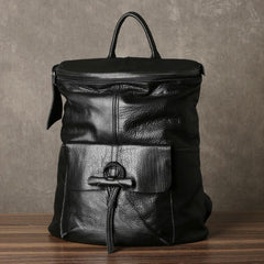 Genuine Leather Mens Cool Backpack Black Large Travel Backpack for men
