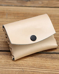 Cute Leather Card Holders White Women Coin Wallets Handmade Card Wallet For Women