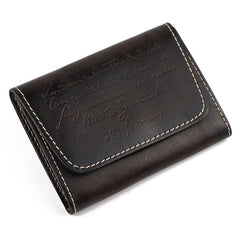 Vintage Brown Leather Men's Small Wallet Black billfold Card Wallet For Men