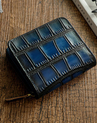 Small Brown Leather Zip Wallet Crocodile Pattern Womens Zip Around Wallets Zipper Clutch Wallet for Women