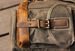 Handmade Mens Cool Canvas Backpack Large Waxed Black Travel Backpack Hiking Backpack for men