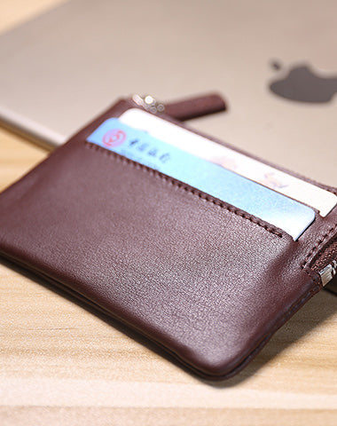 Cute Women Coffee Leather Mini Card Wallet Coin Wallets Slim Change Wallets For Women