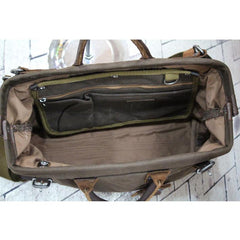 Vintage Leather Canvas Mens Handbag Briefcase Waxed Canvas Briefcase For Men