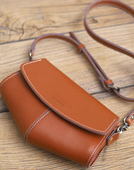 Cute LEATHER Sling Bag Side Bags Brown WOMEN Saddle SHOULDER BAG Small Crossbody Purses FOR WOMEN