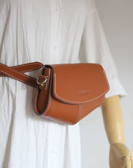Cute LEATHER Side Bags Sling Bag Brown WOMEN Saddle SHOULDER BAG Small Crossbody Purses FOR WOMEN