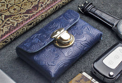 Handmade card leather change coin wallet flowral leather billfold wallet for men women