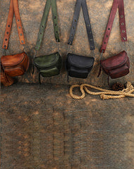 Vintage Coffee Leather Womens Saddle Shoulder Bag Saddle Crossbody Purse for Women