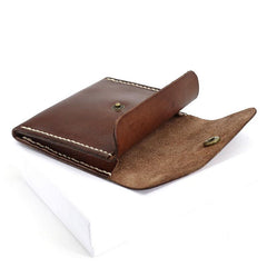 Handmade Leather Mens Front Pocket Wallet Card Wallet Slim Small Change Wallet for Men