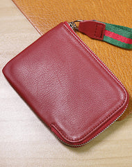 Slim Women Brown Leather Billfold Wallet Small Zip Coin Wallets Zipper Change Wallets For Women