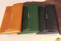 Handmade leather detachable clutch purse long wallet purse clutch women