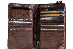 Cool Genuine leather long wallet for men phone clutch Long wallets for men