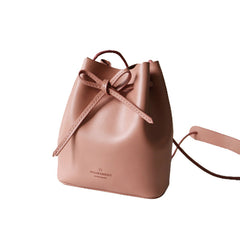 Stylish Leather Pink Womens Bucket Purse Crossbody Bag Barrel Shoulder Bag for Women