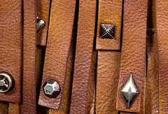Genuine Leather Handbag Vintage Rivet Tassel Bag Crossbody Bag Shoulder Bag Purse For Women