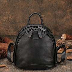 Classic Coffee Leather Small Rucksack Womens Compact Leather Backpack Ladies Backpack Purse