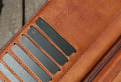 Cool leather mens long wallet vintage zipper long clutch wallet for men