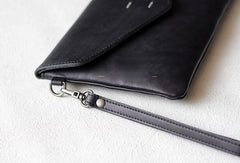 Handmade Genuine leather bifold envelope clutch purse Wristlet wallet purse clutch women