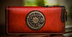 Handmade Leather Tibetan Mens Chain Biker Wallets Cool Leather Wallets Long Wallets for Men