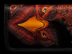 Handmade Leather Men Tooled Eagle Cool Leather Wallets Long Clutch Wallets for Men