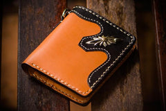 Handmade Leather Trucker Bag Mens billfold Wallet Cool Chain Wallet Small Biker Wallet for Men