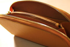 Handmade leather womens zipper clutch wallet long wallet for women