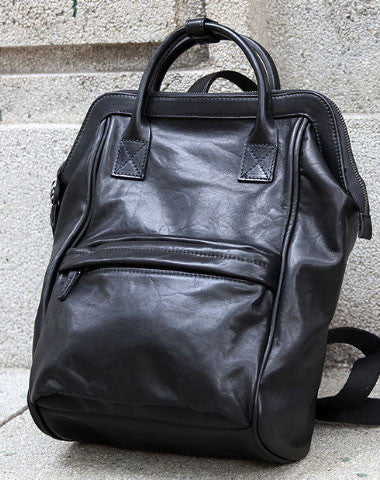 Genuine handmade Handbag Leather backpack bag shoulder bag black women leather purse
