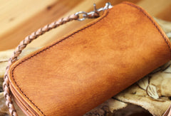 Handmade biker wallet leather vintage brown biker wallet chian Long wallet clutch purse for men