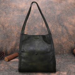 Best Green Leather Womens Square Totes Handbag Handmade Vintage Tote Shoulder Purse for Ladies