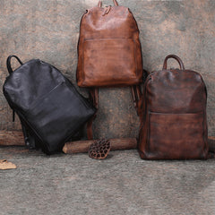 Best Minimalist Brown Leather Rucksack Womens Vintage School Backpacks Leather Backpack Purse