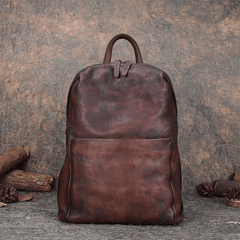 Best Minimalist Coffee Leather Rucksack Womens Vintage School Backpacks Leather Backpack Purse