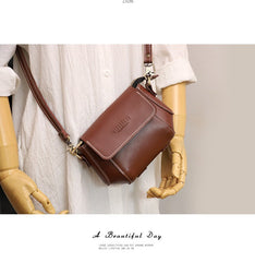 Brown LEATHER Small Cute Side Bag WOMEN SHOULDER BAG Small Crossbody Purse FOR WOMEN