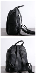 Black Leather Satchel Backpacks Womens Cute School Backpack Purse Black Leather College Rucksack for Ladies