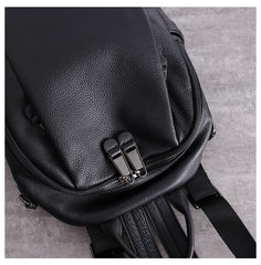 Black Leather Satchel Backpacks Womens Cute School Backpack Purse Black Leather College Rucksack for Ladies