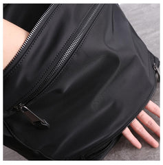 Womens Nylon Leather Tote Handbag Vertical Womens Black Nylon Shoulder Travel Purse Nylon Work Purse for Ladies