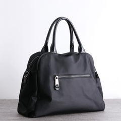Black Womens Nylon Leather Travel Bag Totes Womens Black Nylon Shoulder Travel Purse Nylon Handbag Purse for Ladies