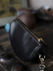 Black LEATHER Saddle Side Bags WOMEN Contrast SHOULDER BAGs Small Crossbody Purse FOR WOMEN
