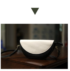 Brown&White LEATHER Saddle Side Bag WOMEN Contrast SHOULDER BAG Small Crossbody Purse FOR WOMEN