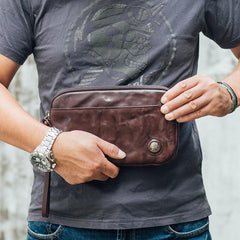 Cool Black Leather Mens Long Wallets Large Zipper Clutch Wallet Coffee Wristlet Clutch Vintage Clutch Purse For Men
