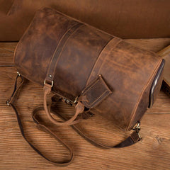Cool Brown Mens Leather 15 inches Weekender Bag Travel Shoulder Bags Duffle  Luggae Bag for Men