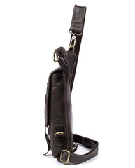Cool Leather Belt Pouch Mens Fanny Pack Chest Bag One Shoulder Backpack for Men