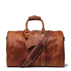 Cool Leather Mens 15-inch Brown Large Weekender Bag Black Vintage Travel Bag Duffle Bag for Men
