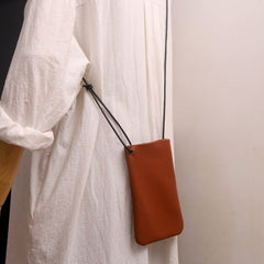 Cute Brown LEATHER Side Bag Pouch Phone WOMEN SHOULDER BAG Slim Phone Crossbody Pouch FOR WOMEN