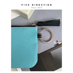 Cute Green Leather Small Change Wallet Women Keychain with Wallet Zipper Coin Wallet For Women